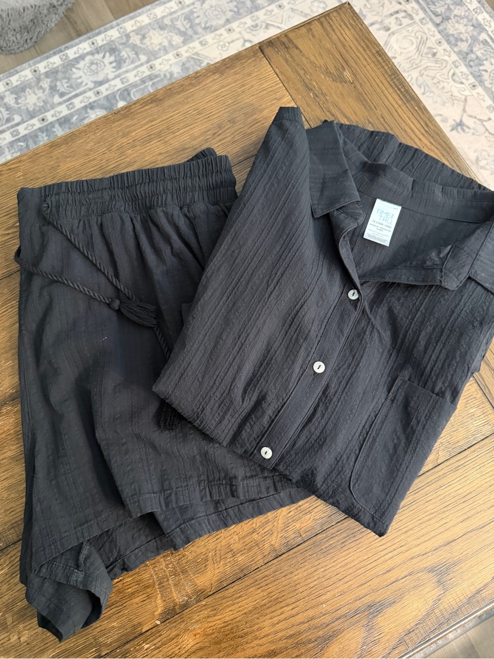 Time and Tru Black Lightweight Button-Front Shirt Jacket